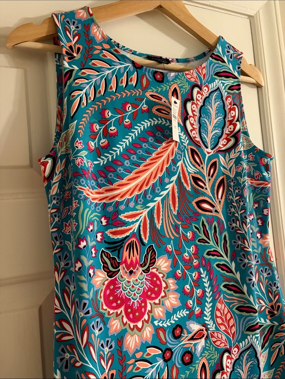 Talbots Teal Multicolor Floral Paisley Sleeveless Dress NWT - Picture 5 of 7